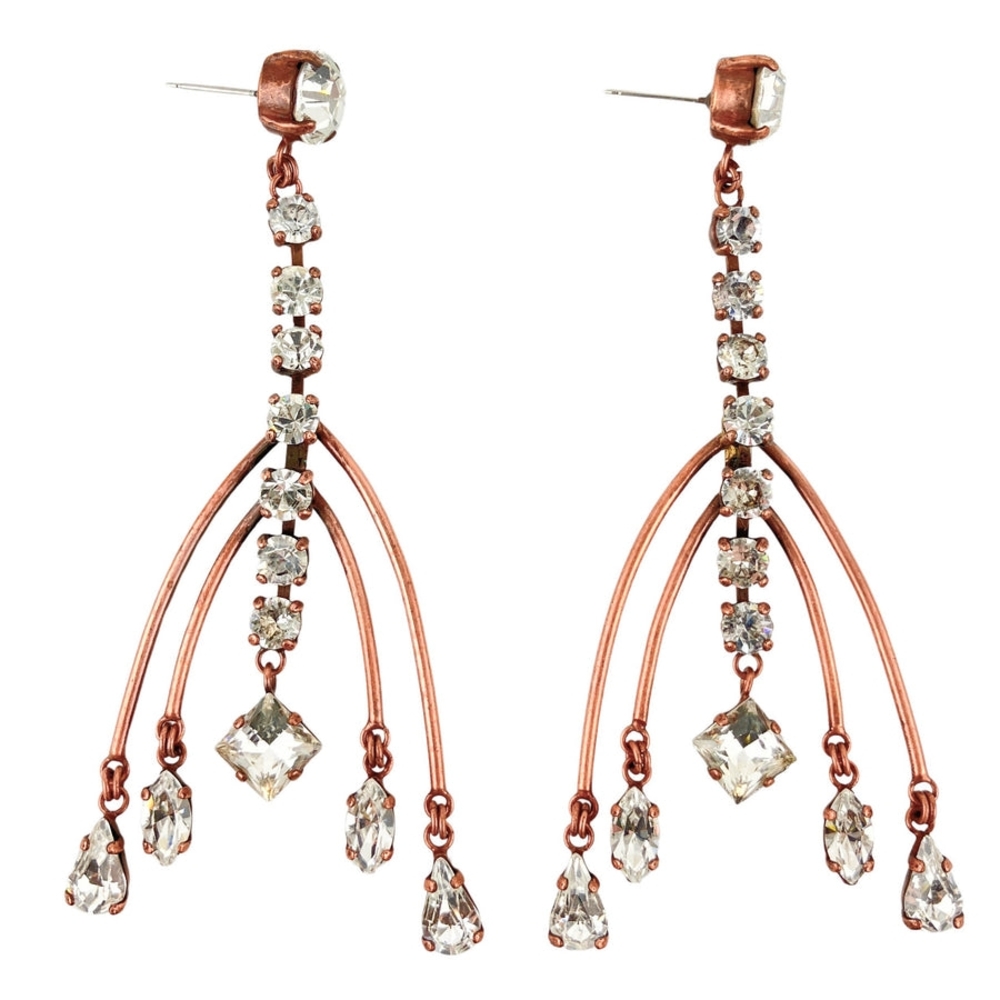 Nwt Erickson Beamon Elegant Rose Gold and Crystal Drop Earrings
